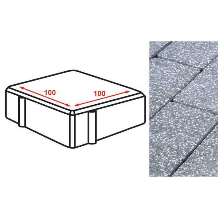 Плита тротуарная Готика Granite FINERRO, квадрат, Суxовязский 100x100x80 мм